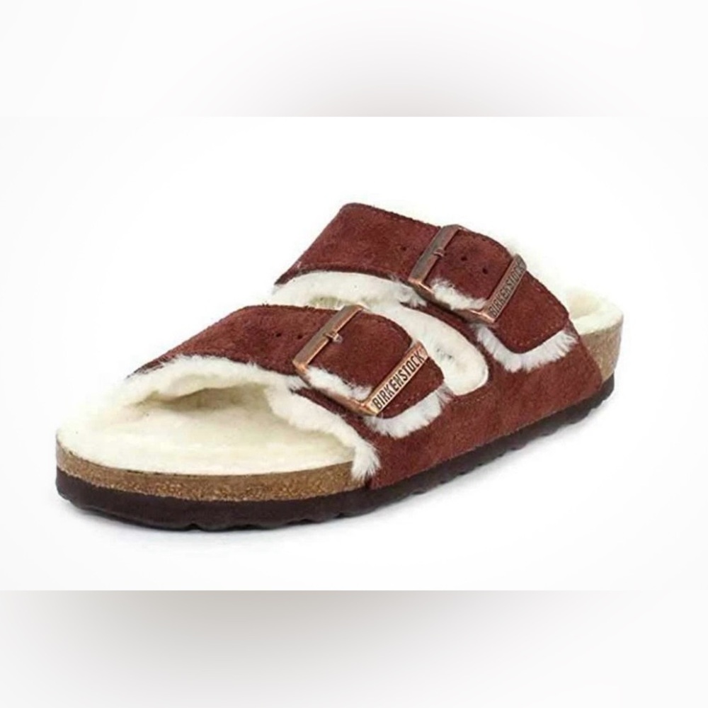 Birkenstock Arizona Shearling Suede Slip On Comfort Sandals Slides Size 39